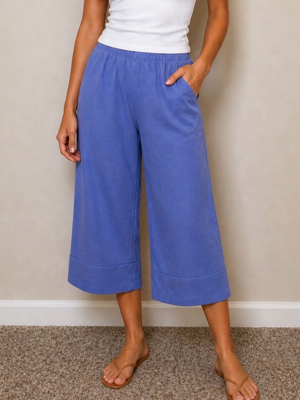 Free People Amparo Blue Wide-Leg Pants-XS